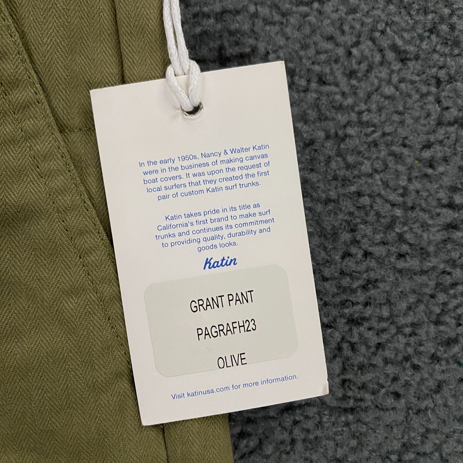 Katin Grant Pant Mens 32x32 Olive Green Cargo Herringbone Twill Chino — image 4 of 8
